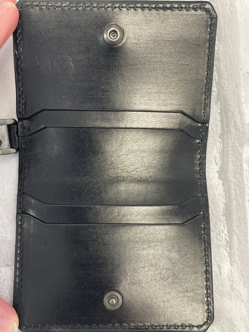 DOLCE & GABBANA Black Leather Card Holder w/ Gunmetal Keyring - Preowned